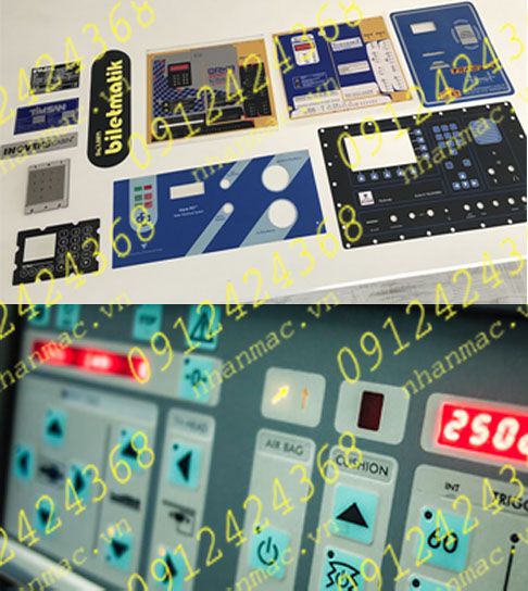 ND12- Tem nhãn mác Decal nhựa nút nhấn nổi làm miếng dán bàn phím bảng điều khiển được sử dụng làm phím bấm mềm  Máy ép nhựạ