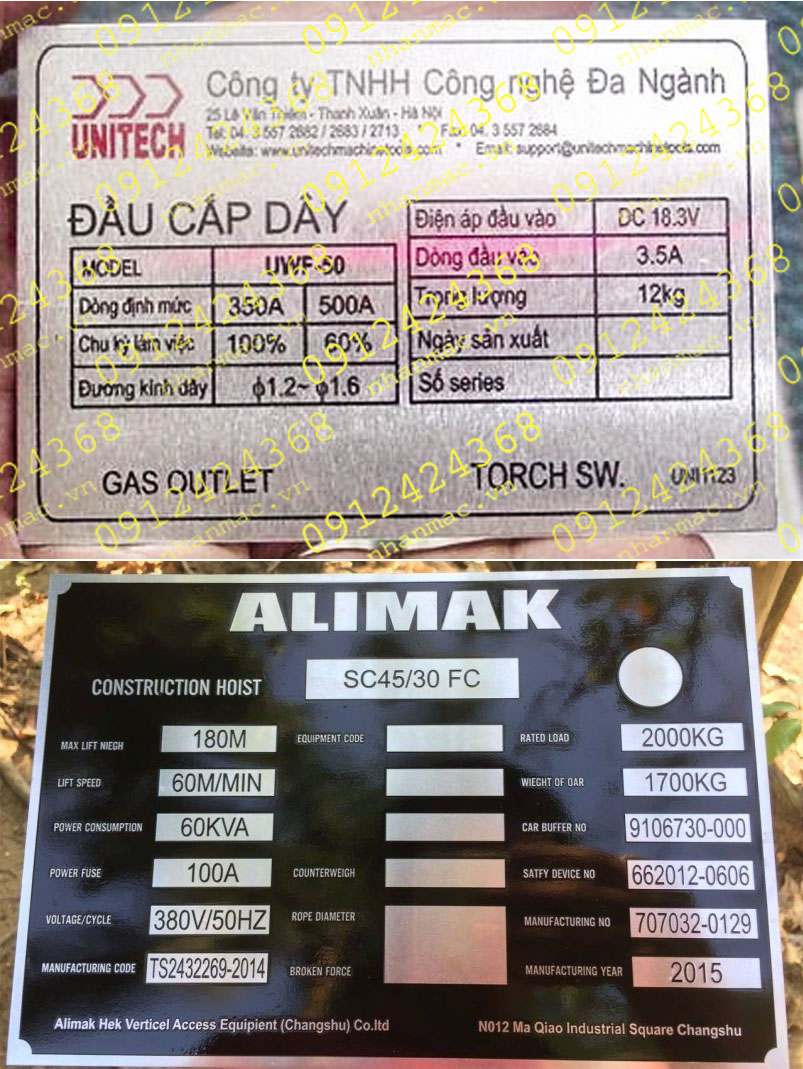 AM16-Tem nhãn mác Inox ăn mòn nét chìm nổi chịu thời tiết hóa chất làm tem tủ điện