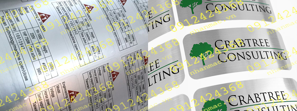 DNC19- Labels tem nhãn mác in trên decal nhôm nhũ thiếc xi bạc được tem nhãn mác Thiên lương sản xuất với chất lượng cao