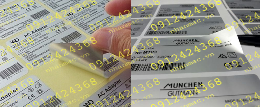 DNC23- Labels tem nhãn mác in trên decal nhôm nhũ thiếc xi bạc bạn có thể kí kết đơn hàng với tem nhãn mác Thiên lương qua các phương thức Online