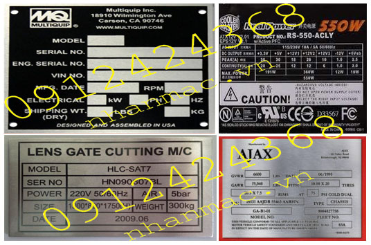 6- Tem nhãn mác Inox ăn mòn ghi thông số động cơ