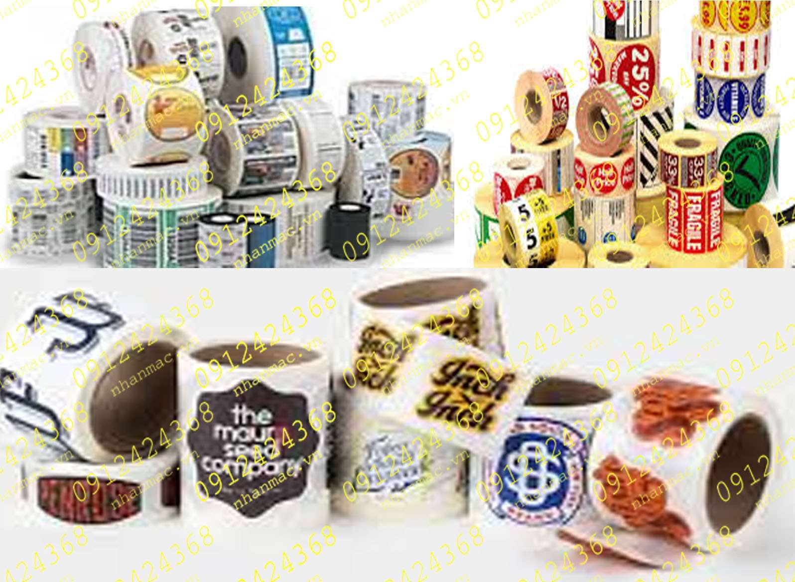 LNC33- Labels tem nhãn mác in cuộn màng nylon decal giấy nhựa vải Thiên lương ĐU MNC