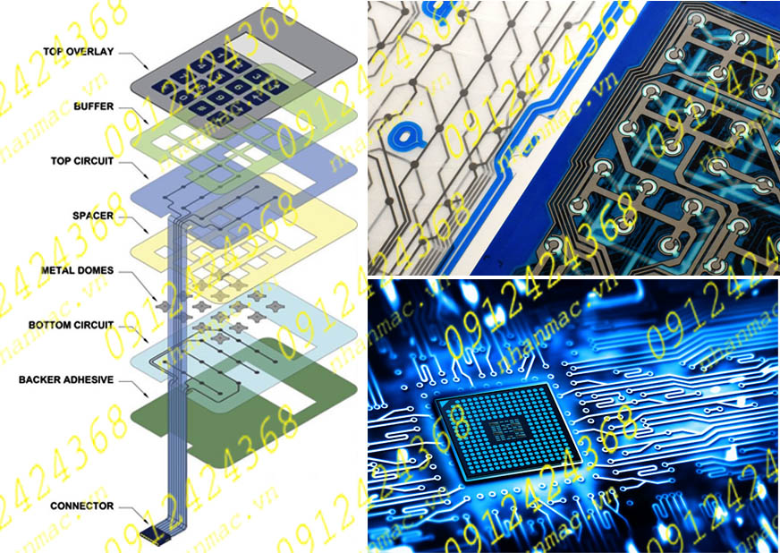 MBRS3- Màng chứa M In là TPC của Bàn phím nút bấm công tắc màng Membrane Switches - Keypad