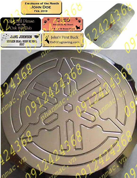 TLI18-1- Tem nhãn mác Logo inox đồng nhôm kim loại in khắc ăn mòn ép nổi được khắc bằng máy khắc cơ