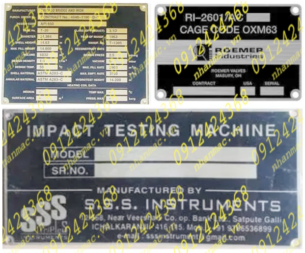 TLNM12- Tem kim loại làm logo nhãn mác máy móc động cơ SD nhiều trong các loại DĐT