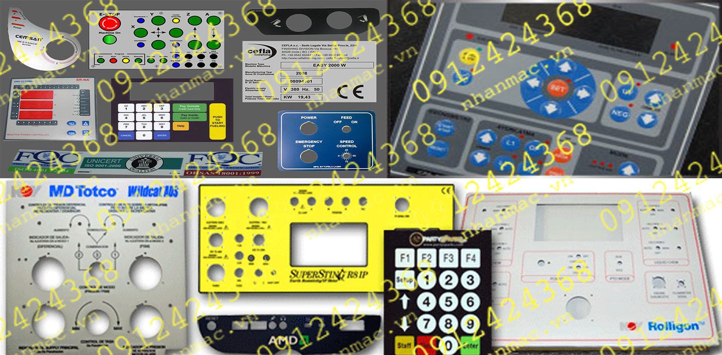 TNE18- Tem nhãn mác Decal nút nhấn nổi làm phím bấm bộ điều khiển máy móc thiết bị quản trị mạng