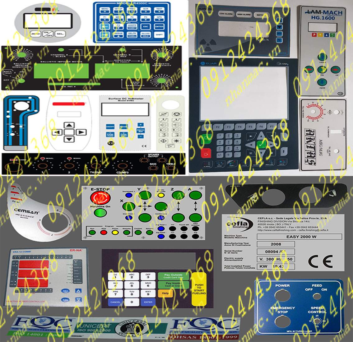 TNE20- Tem nhãn mác Decal nút nhấn nổi làm phím bấm bộ điều khiển máy móc thiết bị  LV quân sự