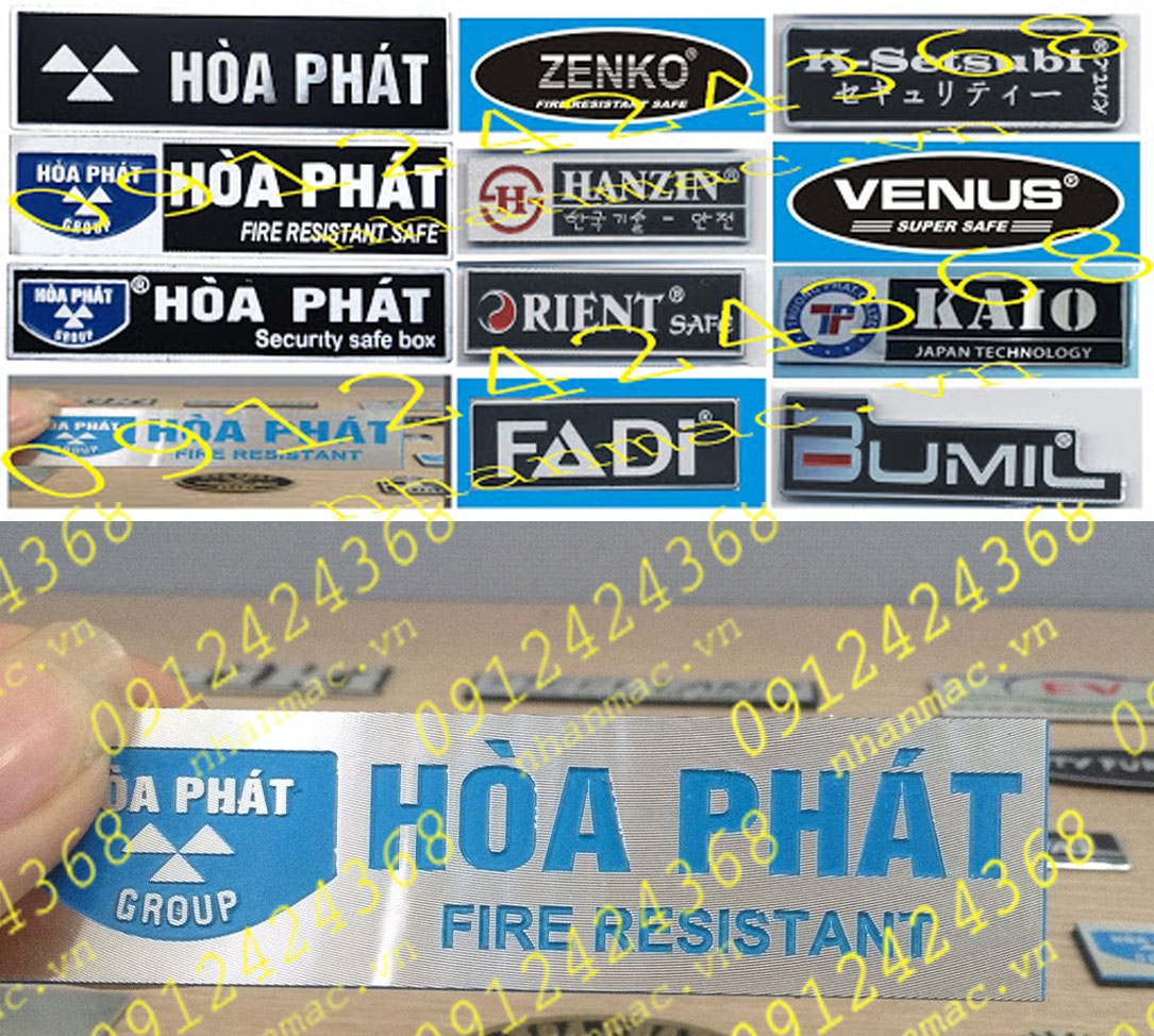 TNN29- Tem nhôm làm logo nhãn mác tag name plate máy móc thiết bị làm  nhãn két sắt